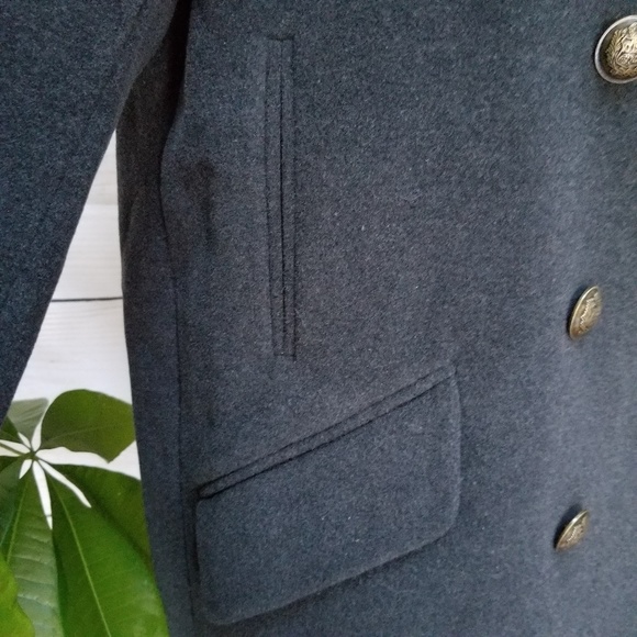 NWT Larry Levine Wool Pea Coat Sz PM Charcoal Clr - Picture 4 of 8